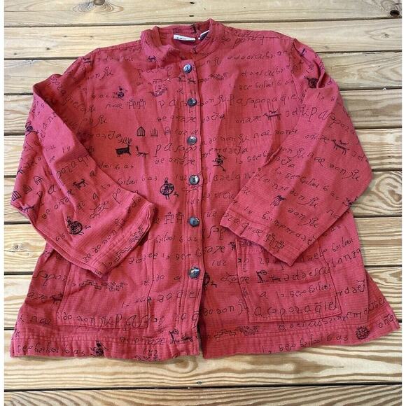 Chico’s Design 100% Cotton Button Front Shirt Jacket Size 3 / US XL Women’s Red - Picture 1 of 8